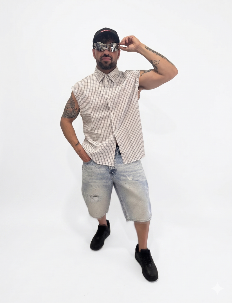Camicia smanicata bianca