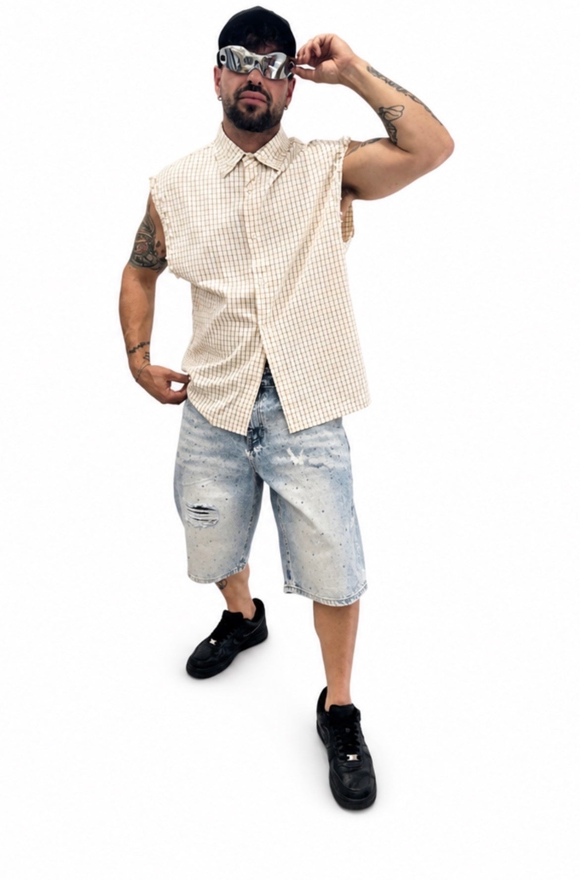 Camicia smanicata beige