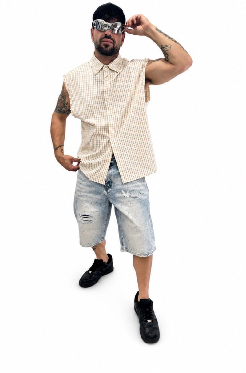 Camicia smanicata beige